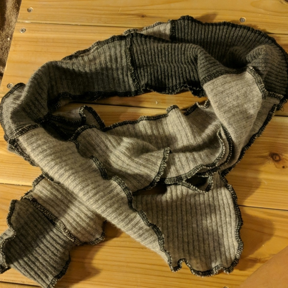 Soft Ribbed Gray & Charcoal Scarf Wrap